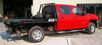 Bale bed on Red Truck Side view